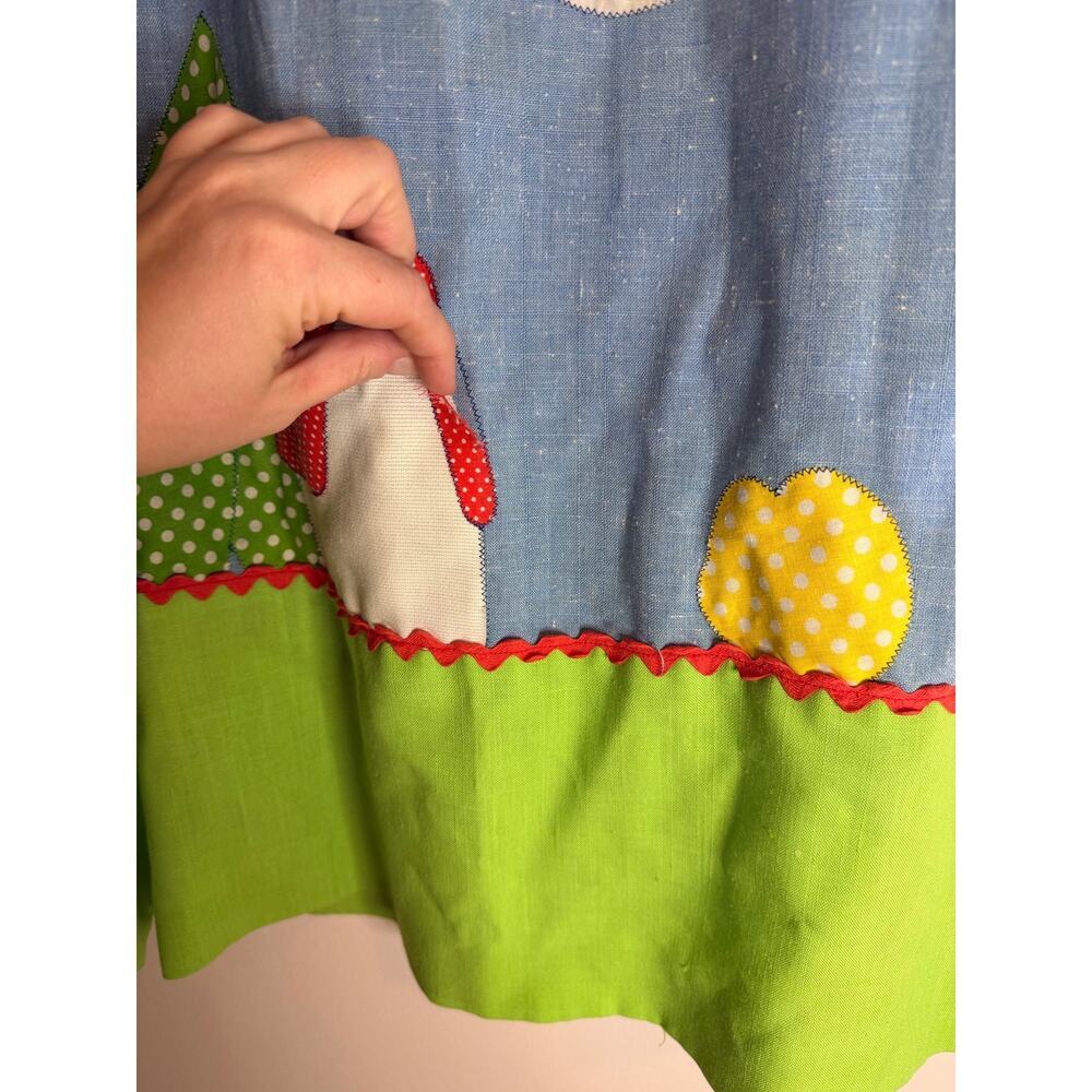 VTG 70s Elfriede for Mitch Robert Whimsical Cottagecore Appliqué Maxi Dress Sz 8 - Picture 4 of 9